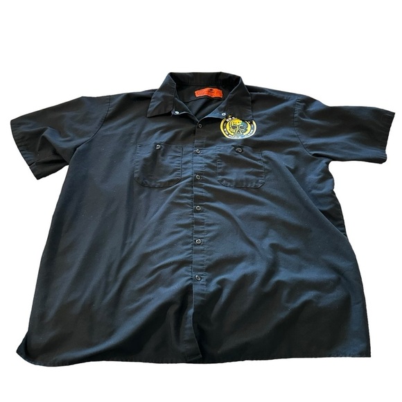 Red Kap Worker Shirt Short Sleeve Black Kent Skull Graphic - Picture 2 of 4